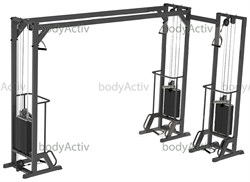 ТРБ2500-Д-3К-100 Тренажер блочный реабилитационный кроссовер+1 стек стеки по 100 кг высота 2500 мм - фото 21114