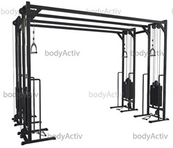 ТРБО2500-Д-О-4К-100 Тренажер блочный реабилитационный сдвоенный кроссовер стеки по 100 кг высота 2500 мм (облегченный) - фото 21123