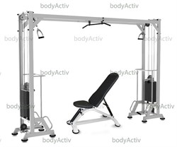 Н-ТРБ2200-2К-60 Тренажер блочный реабилитационный кроссовер (аналог МТБ) стеки по 60 кг высота 2200 мм + скамья универсальная