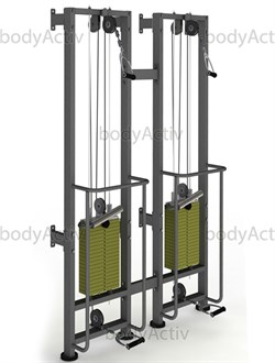 ТРБ2500-П-2Р-100 Тренажер блочный реабилитационный сдвоенный пристенный (аналог МТБ) стеки по 100 кг высота 2500 мм