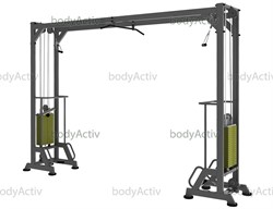 ТРБ2500-2К-100 Тренажер блочный реабилитационный кроссовер (аналог МТБ) стеки по 100 кг высота 2500 мм - фото 21151
