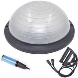 BOSU022-8 Полусфера BOSU гимнастическая, 46см., (серая) в комплекте с эспандером и насосом (B31650) - фото 22010