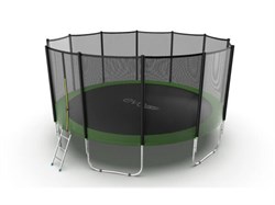 Батут EVO JUMP External 16ft Green с внешней сеткой и лестницей диаметр 16ft зеленый - фото 34583