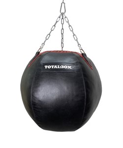 Груша боксерская набивная Шар TOTALBOX кожа 62*62-45 черн/красн - фото 85539