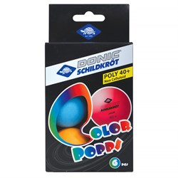 Мячики для н/тенниса DONIC COLOR POPPS 40+, 6 шт, (разноцветные) - фото 89870